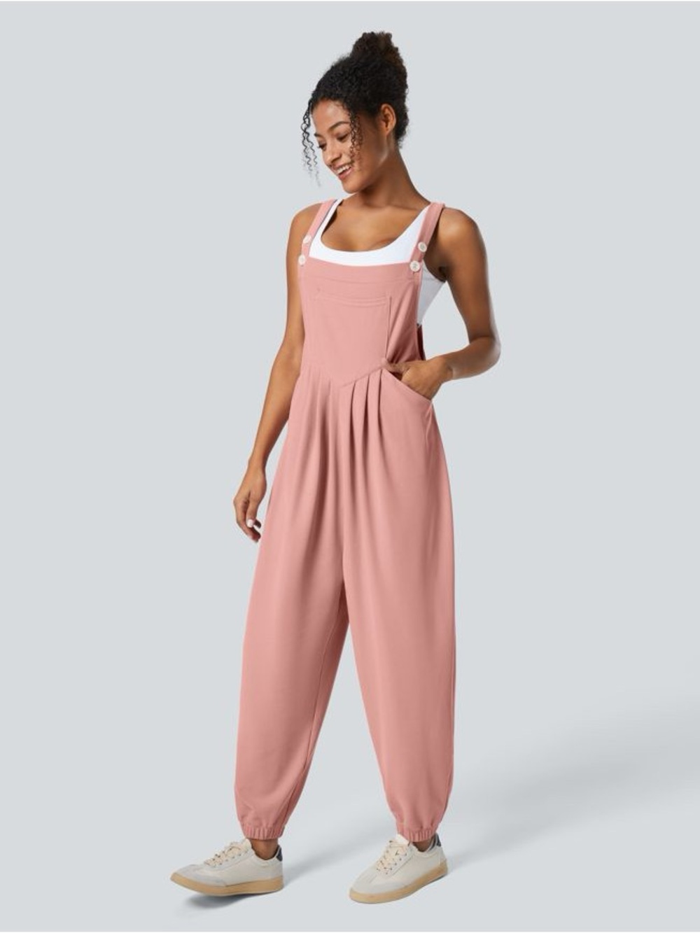 HALARA Dusty Pink Relaxed Overalls Jumpsuit